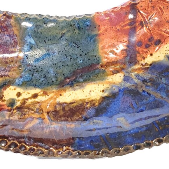 Rustic Earthenware Handmade Desert Ceramic Tray Vintage - Picture 3 of 7